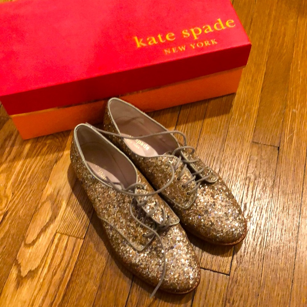 Kate Spade Paxton Pale Bronze Glitter Loafer Shoes 6.5